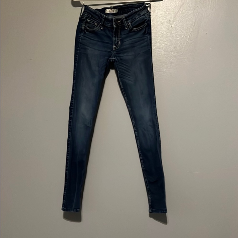 Hollister Blue Skinny Jeans with Stretch and Faded Effect